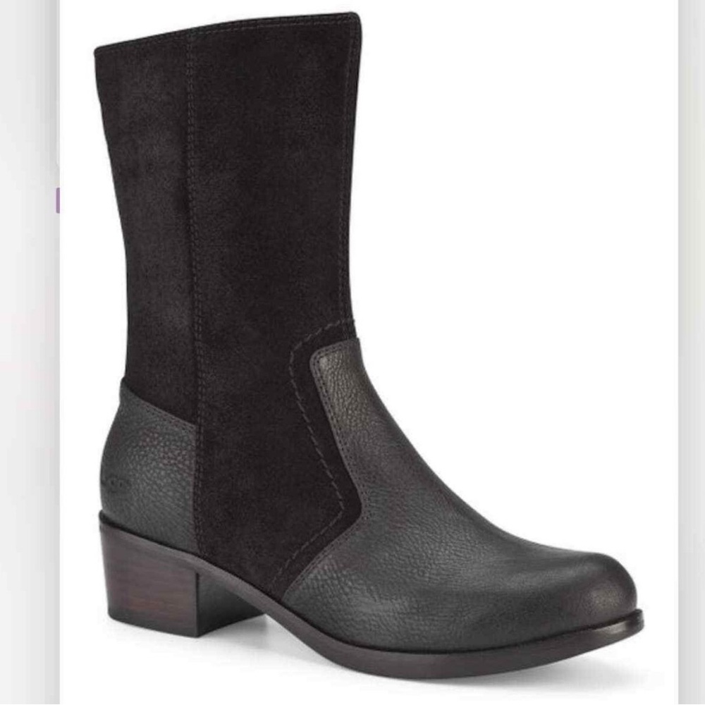 UGG Women's Lou Black Suede and Leather Boots size 10